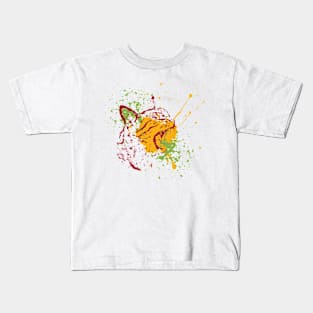 Grunge Cat Portrait Kids T-Shirt